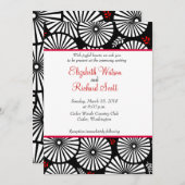 レトロ白黒花結婚式招待状 招待状 (正面/裏面)