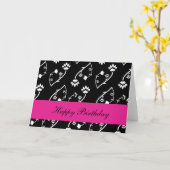 レトロ白黒花誕生日カード カード (黄色い花)