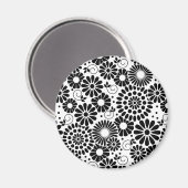 レトロ白黒花iPhoneマグネット マグネット (正面/裏面)