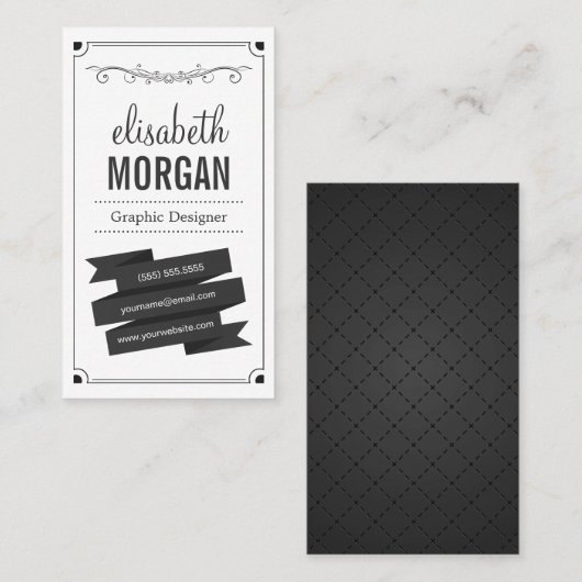 レトロ白黒 – 個人シンプル用連絡 名刺 (正面/裏面)