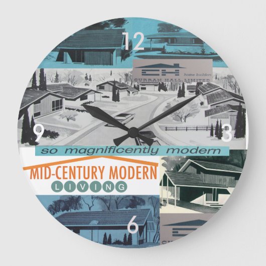 レトロ的60sモザイクモダン! ラージ壁時計 (正面)