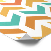 レトロ矢印シボロンオレンジティール(緑がかった色)金ゴールドパターン ポスター (角)