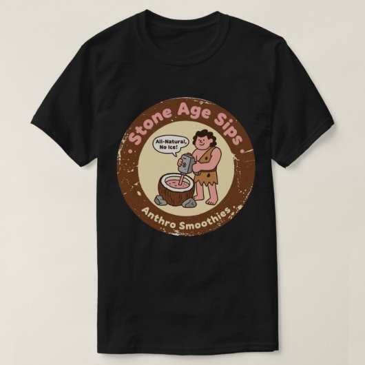 レトロ石器時代のヘルシー飲料 Tシャツ (デザイン正面)
