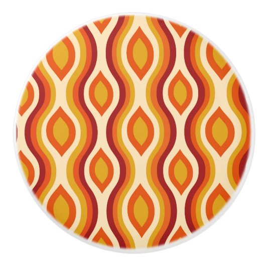 レトロ砂時計のオレンジと黄色の染み セラミックノブ (正面)