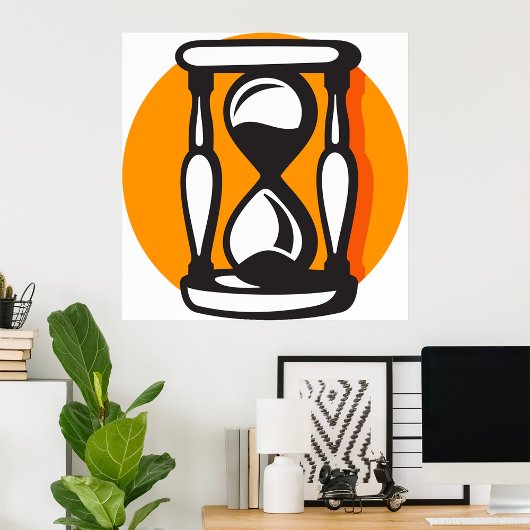 レトロ砂時計ミニマリスト時間 ポスター