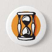 レトロ砂時計ミニマリスト時間 缶バッジ (正面)