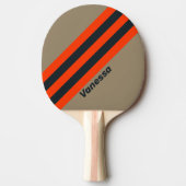 レトロ砂漠ストライプ牧草地の名前 卓球ラケット (正面)