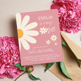 レトロ砂漠デイジー1st誕生日の予算の招待