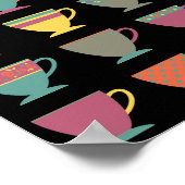 レトロ磁器ティーカップ、カラフルコーヒーマグ ポスター (角)