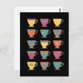 レトロ磁器ティーカップ、カラフルコーヒーマグ ポストカード (正面/裏面)