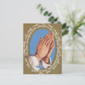 レトロ祈ヴィンテージの手のクリスマス ポストカード (スタンド正面)