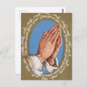 レトロ祈ヴィンテージの手のクリスマス ポストカード (正面/裏面)