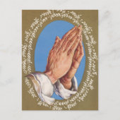 レトロ祈ヴィンテージの手のクリスマス ポストカード (正面)