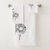 レトロ神秘的な幾何学デザインを黒に バスタオルセット (インサイチュ)