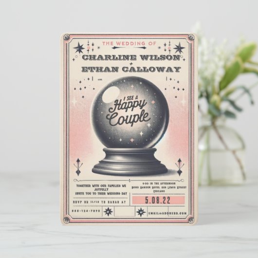 レトロ神秘的な魔法球おもしろい球結婚球 招待状 (スタンド正面)