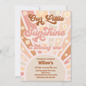 レトロ私たちのリトルサンシャイン1st誕生日パーティー 招待状 (正面)