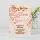 レトロ私たちのリトルサンシャイン1st誕生日パーティー 招待状 (スタンド正面)