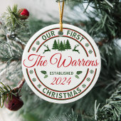 レトロ私たちの初めてのクリスマス結婚式結婚した名 セラミックオーナメント