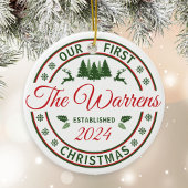 レトロ私たちの初めてのクリスマス結婚式結婚した名 セラミックオーナメント