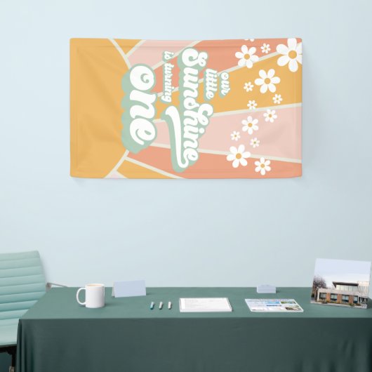 レトロ私たちの小さなサンシャインワン誕生日 横断幕 (トレードショー)