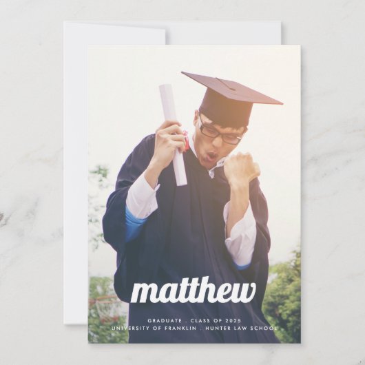 レトロ私の名前は大学の二つの写真の法律GRAD 案内状 (正面)