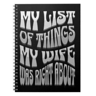 レトロ私の妻が正しかった事のリスト ノートブック
