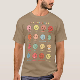 レトロ私の感覚感情顔メンタルヘルスマット Tシャツ