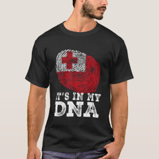 レトロ私のDnaトンガの旗の指紋にある Tシャツ