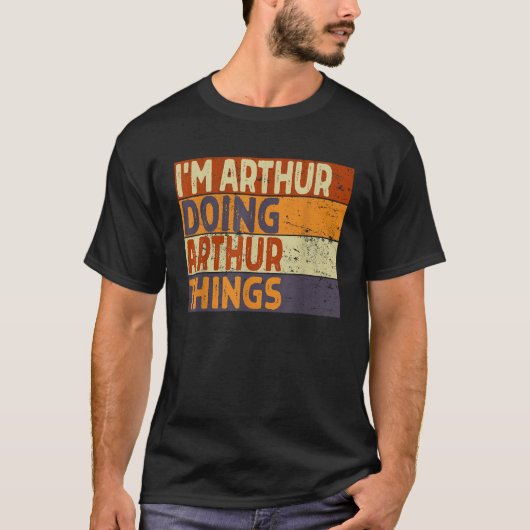 レトロ私はアーサーを行っているアザおもしろいータ Tシャツ (正面)