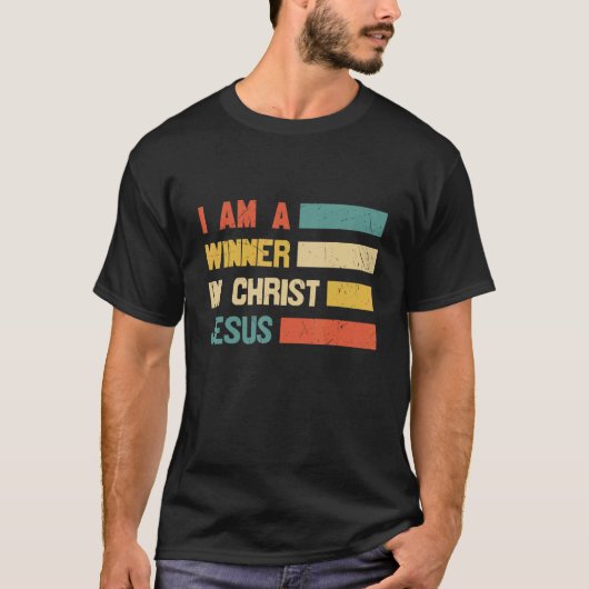 レトロ私はキリスト・イエス・セイバー・クリスティーで勝者である Tシャツ (正面)