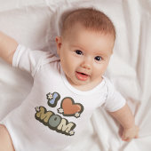 レトロ私は母の花の力を愛する ベビーボディスーツ