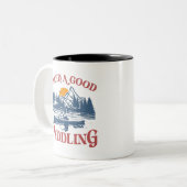 レトロ私は良いパドリングカヤックカヤーカーが必要 ツートーンマグカップ (正面左)