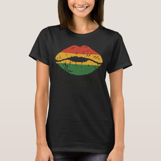 レトロ私は黒い歴史メラニンAfro African Quee Tシャツ (正面)