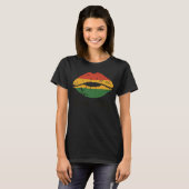 レトロ私は黒い歴史メラニンAfro African Quee Tシャツ (正面フル)