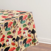 レトロ秋のウッドランドマッシュルームの水色 テーブルクロス (インサイチュ)