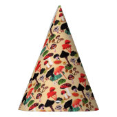 レトロ秋のウッドランドマッシュルームの水色 パーティーハット (左)