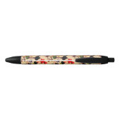 レトロ秋のウッドランドマッシュルームの水色 黒ボールペン (裏面)