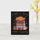 レトロ秋の本の秋読のカボチャに恋する カード (黄色い花)