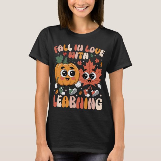 レトロ秋の秋のカボチャ学に恋をする Tシャツ (正面)