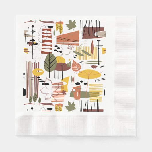 レトロ秋アゴーゴー 縁ありランチョンナプキン (正面)