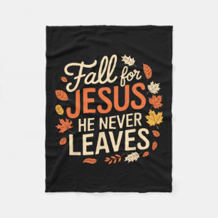 レトロ秋イエスは決して感謝祭離れを行わない フリースブランケット