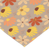 レトロ秋イエローレッドオレンジ色の花 ショートテーブルランナー (コーナー)