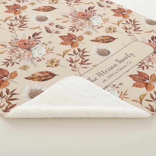 レトロ秋エレガントフローラパーソナライズされた名 シェルパブランケット (3/4)