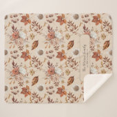 レトロ秋エレガントフローラパーソナライズされた名 シェルパブランケット (正面(横))