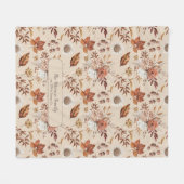 レトロ秋エレガントフローラパーソナライズされた名 フリースブランケット (正面(横))