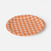 レトロ秋オータムオレンジタータンチェックプレイド ペーパープレート (アングル)