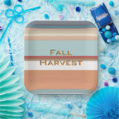 レトロ秋ハーベストブルーオレンジストライプ色 ペーパープレート (パーティー)