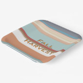 レトロ秋ハーベストブルーオレンジストライプ色 ペーパープレート (傾斜あり)