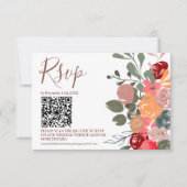 レトロ秋フローラ水彩写真QRウェディングRSVP 出欠カード (正面)