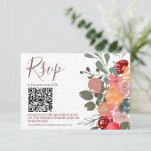 レトロ秋フローラ水彩写真QRウェディングRSVP 出欠カード (スタンド正面)